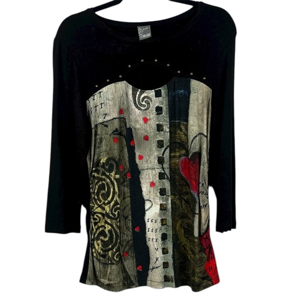 Dolcezza Tops - Simply Art by Dolcezza Chic Multicoloured Graphic Artistic Long Sleeve Med Top